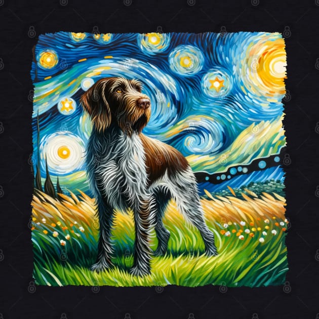 Starry German Wirehaired Pointer Dog Portrait - Pet Portrait by starry_night